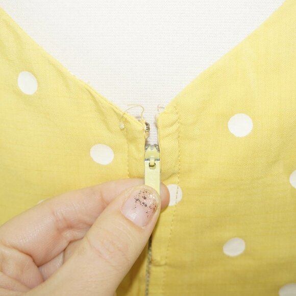 Vintage 50s Yellow Polkadot Pleated Swing Dress - Picture 4 of 13